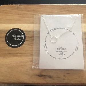 Silver Plated Circle Necklace New on Card